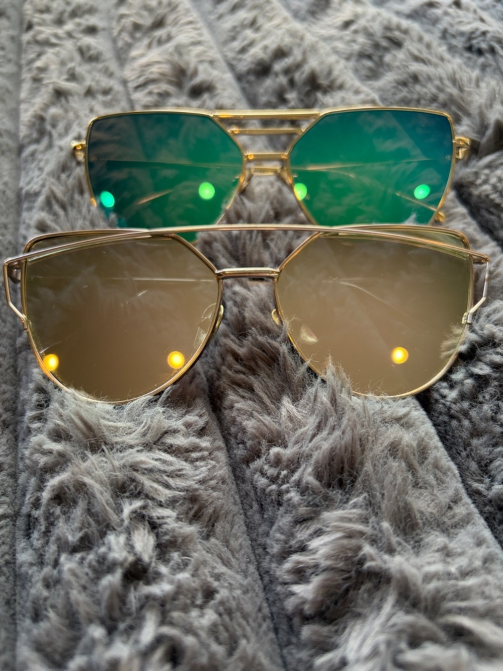 Gold Frame Aviator Sunglasses in Green and Brown - Women Accessories